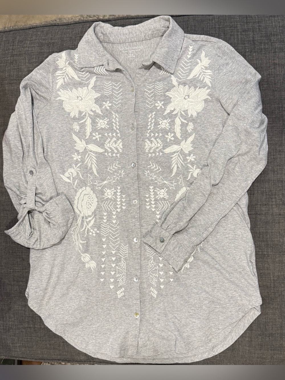 Soft Surroundings Gray Heather Polo